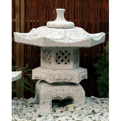 Rokkaku Yukimi Laterne Höhe 65 cm, Granit hellgrau